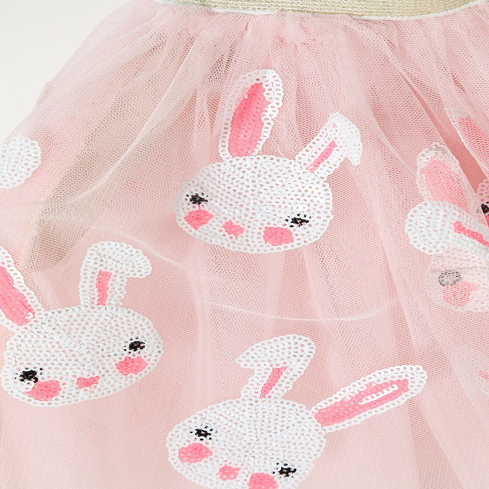 2025 new girl style children\'s half skirt Europe and the United States new mesh rabbit sequin Easter TUTU skirt