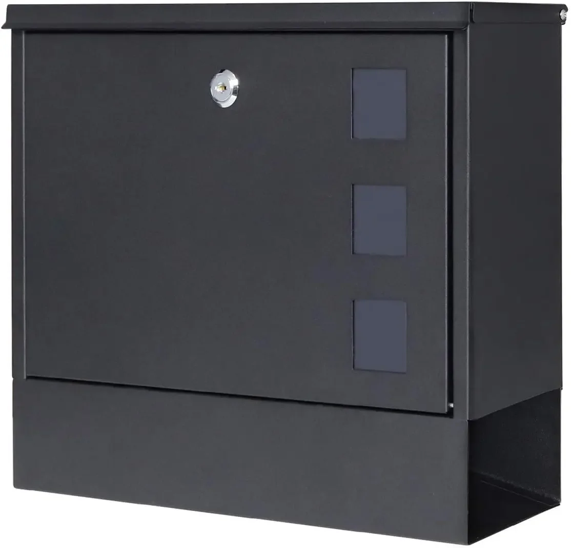 

Locking mailbox wall mounted vertical mailboxes with key lock large capacity, 14.3 x 4.1 x 11.8 Inch, black, SM-HPB911BN