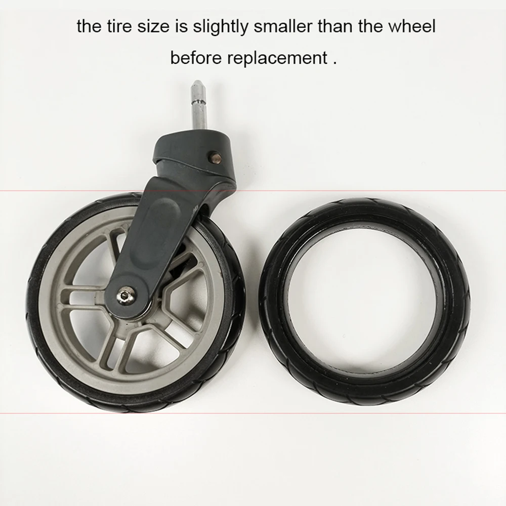 Kinderwagen-Rad-Reifen, jeweils für Uppababy Cruz V1/V2 Buggy Vorder- oder Hinterreifenabdeckung, PU, schlauchlos, direkter Ersatz, Baby-Zubehör – Detail 6