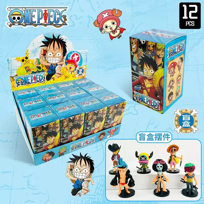 

12pcs Anime Mystery Box One Piece Demon Slayer Luffy Mini Figure Ornament Blind Box Room Decor Doll Model Collection Gifts Toys