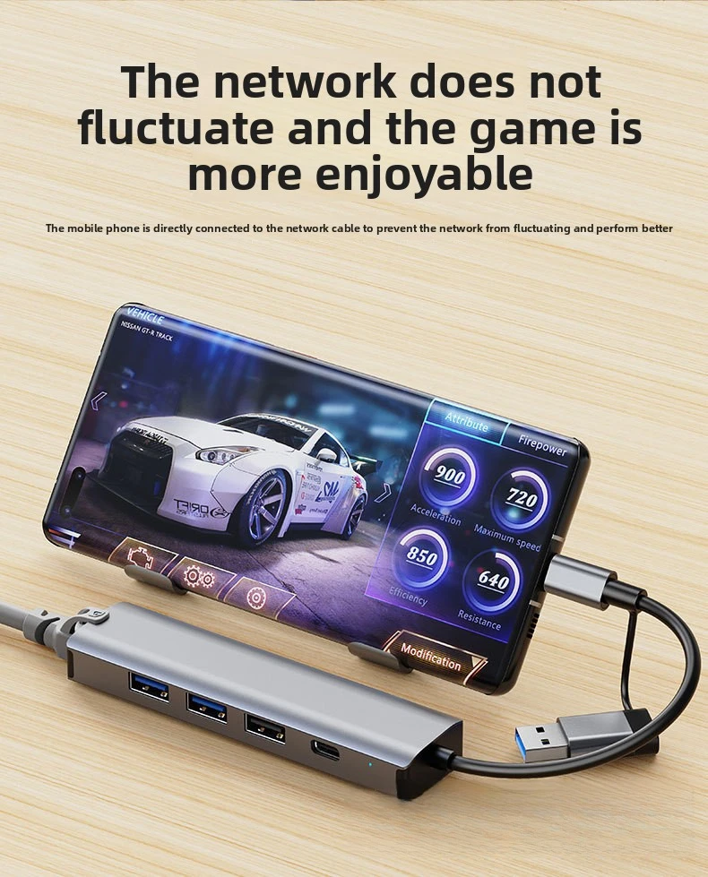 Typ-C USB 2-in-1 Gigabit kabelgebundene Netzwerkkarte für Laptop und Tablet USB auf Ethernet 2.5 – Detail 7