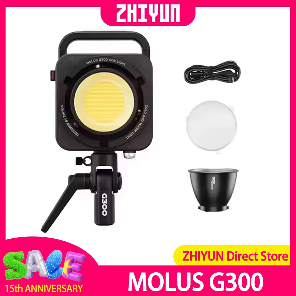 ZHIYUN MOLUS G300 300W COB LED Light 2700K-6500K Video Lights APP Control 500W Bi-color LED Lamp Photography Lighting Youtube