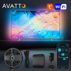 AVATTO Tuya WiFi Smart Ambient TV LED Backlight for 4K HDMI 2.0 Device Sync Box LED Strip Lights Kit,Works for Alexa Google home