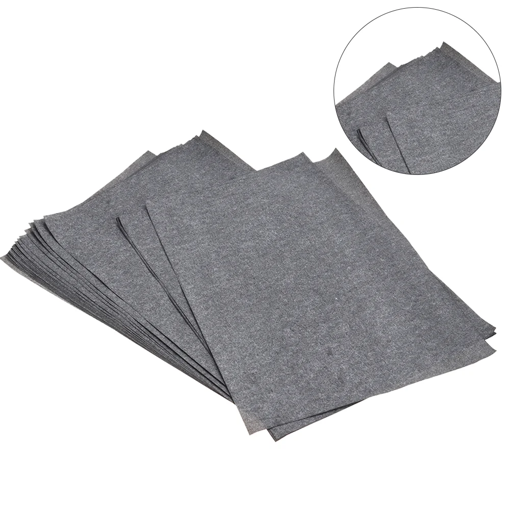 50 Sheets/Bag Transfer Paper Tracing Paper Graphite Carbon Paper Painting Carbon Coated Paper (Gray and Black)