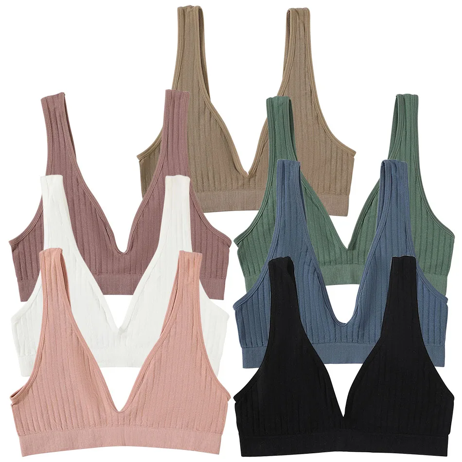 

Solid Color Fixed Shoulder Nylon Vest Style Bra Women Sports Yoga Seamless Beauty Back Bra Comfortable Breastfeeding Bra