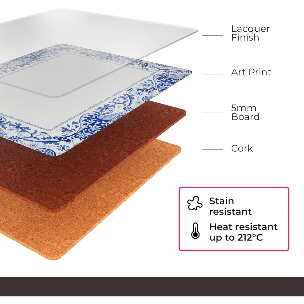 مجموعة مفارش أطباق على الطراز الإيطالي مكونة من 4 قطع - سجادات طاولة مقاومة للحرارة والبقع مع دعم الفلين لتناول الطعام الحديث