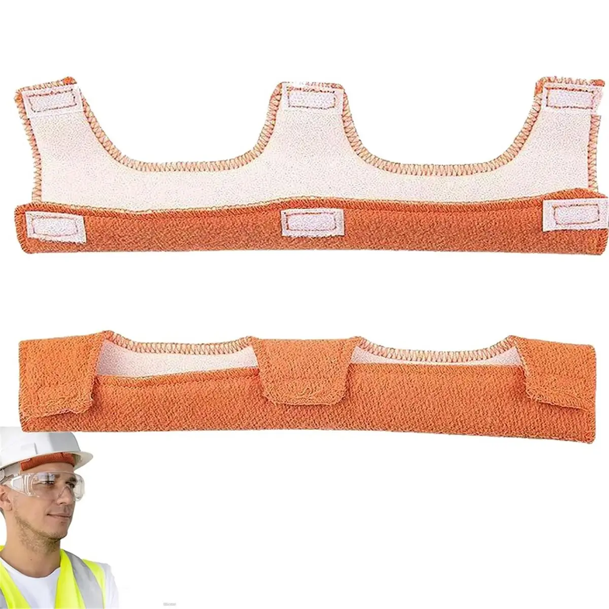 A74U 2-Pack Hard Hat Sweatband - Washable Safety Welding Helmet Band with Air Cushion, Orange