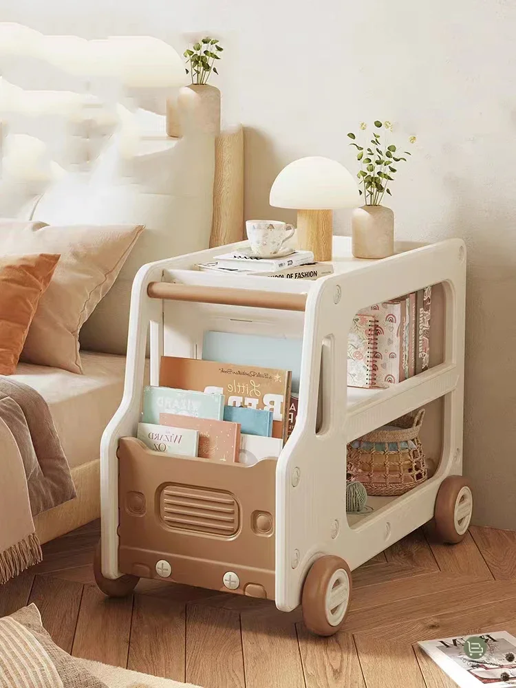 

Bedside Tables Snack Storage Cabinet Household Bookshelf Toy Storage Rack Small Cart Cartoon Mobile Nightstands Home Furniture