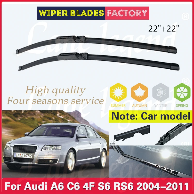 

Car Wiper Blades For Audi A6 C6 4F S6 RS6 2004-2011 Windshield Windscreen Front Window Blades 22"+22" Car Accessories 2009 2010