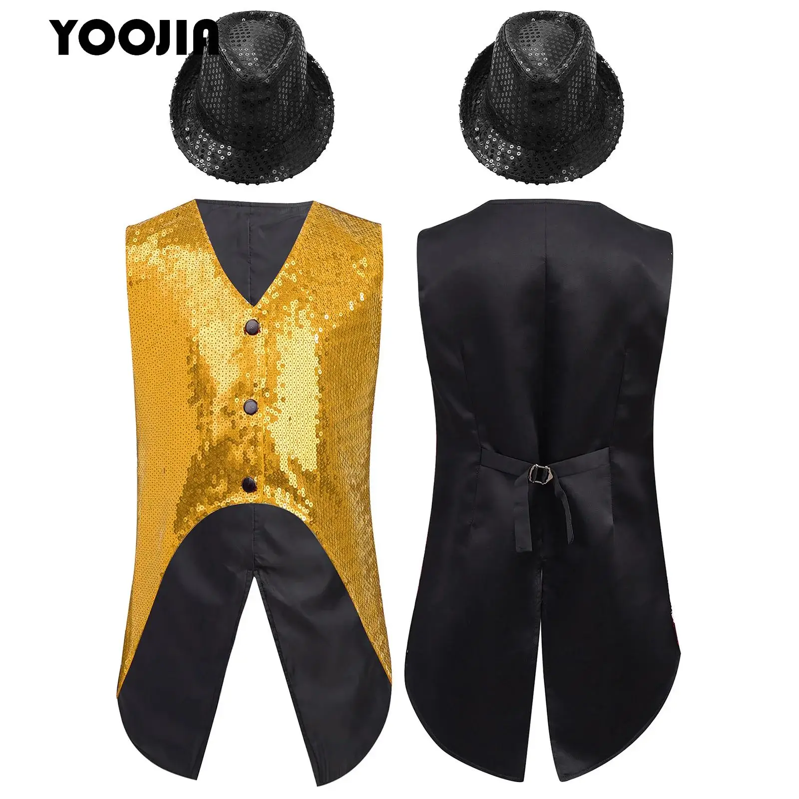 

Boys Girls Sequin Hip-hop Jazz Street Dance Vest Waistcoat Shiny Party Tops Halloween Christmas Disco Dance Performance Costume