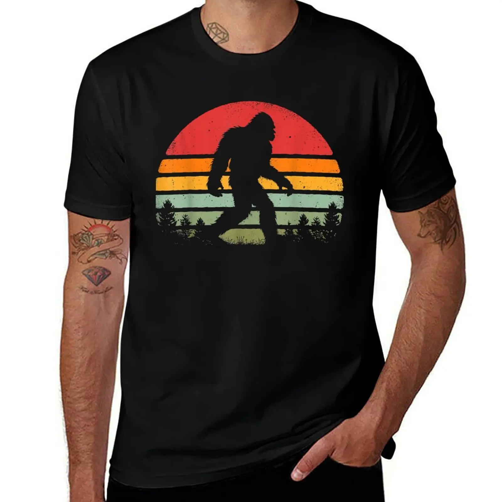 

Bigfoot Retro Vintage 70s 80s Sasquatch Lovers Men Women T-Shirt blue archive man clothes graphics anime stuff Men's t-shirt