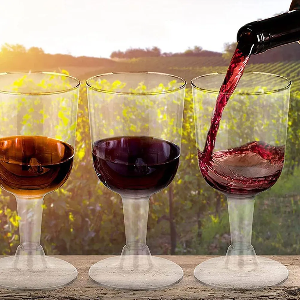 6Pcs 160Ml Shatterproof Clear Wine Glasses Detachable Base Reusable Party Cups for Wedding Engagement Dinner Cocktail Serving