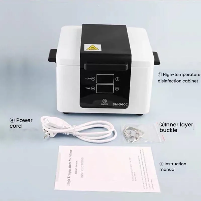 Esterilizador de Ferramentas de Alta Temperatura para Mesa com Ajuste Independente de Temporizador e Luz Indicadora de Funcionamento para Desinfecção por Calor Seco