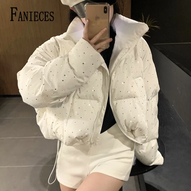 2026 New Winter Clothing Parkas Women's Outwear Short Coats Korean Rhinestone Coat Ladies Thickened Warm Cotton Puffer Jackets 2026 New Winter Clothing Parkas Women's Outwear Short Coats Korean Rhinestone Coat Ladies Thickened Warm Cotton Puffer Jackets