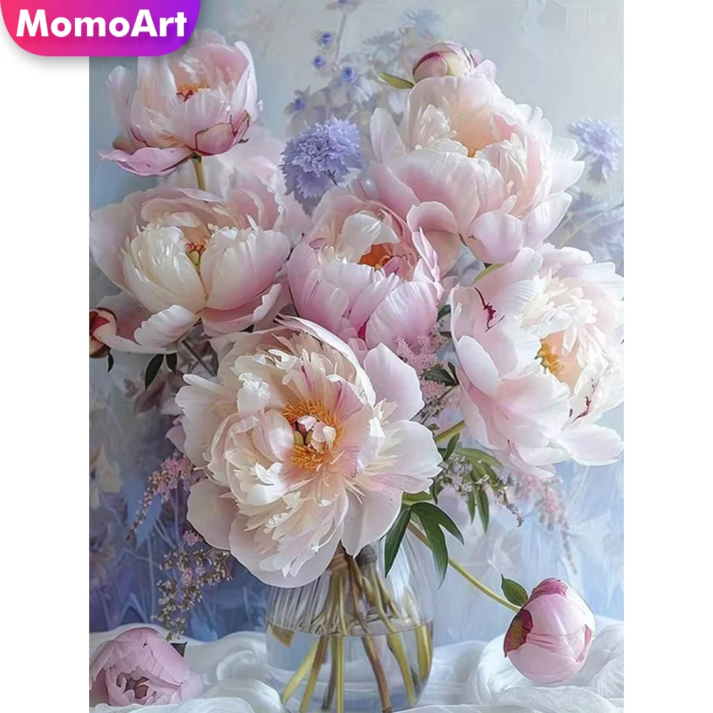 Momoart Diamant-Mosaik Pfingstrose DIY-Set Acryl-Bastelbedarf Diamantmalerei Neuerscheinung Heim-Schlafzimmer Wandkunst