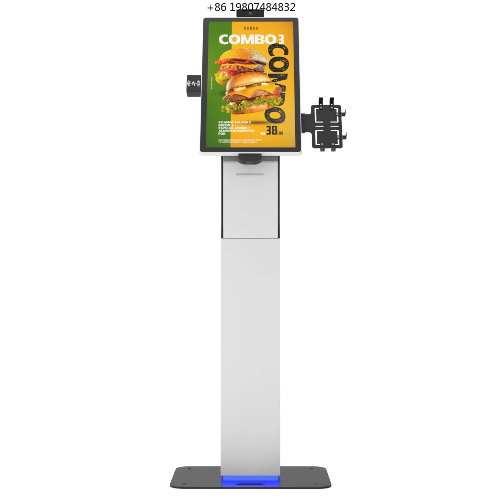 New Design POS Scanner Kiosk for Aliexpress, Bill NFC Food Payment Restaurant Menu Display Self Service Printer