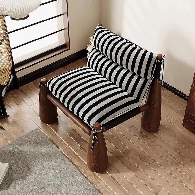 Medieval Solid Wood Baseball Chair Home Living Room Bell Chair Leisure Armchair Single Sofa Chair