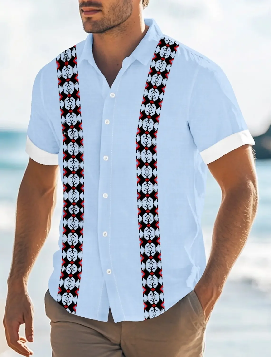 Hawaiiaans herenoverhemd met korte mouwen, retro overhemd met knopen, zomerstrandoverhemd met korte mouwen 2025,