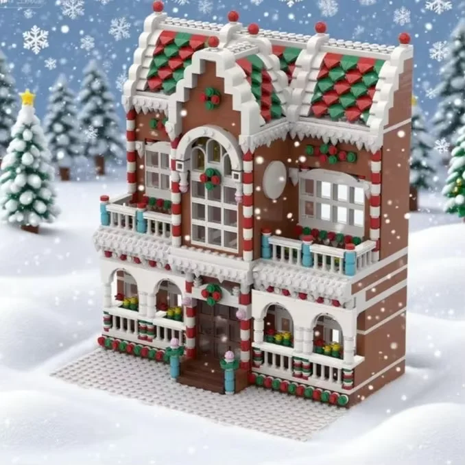 1779PCS MOC Creative Expertชุดคริสต์มาสฤดูหนาวVillage Town House Building Blocks DIYปริศนาของเล่นเด็กXmasของขวัญ