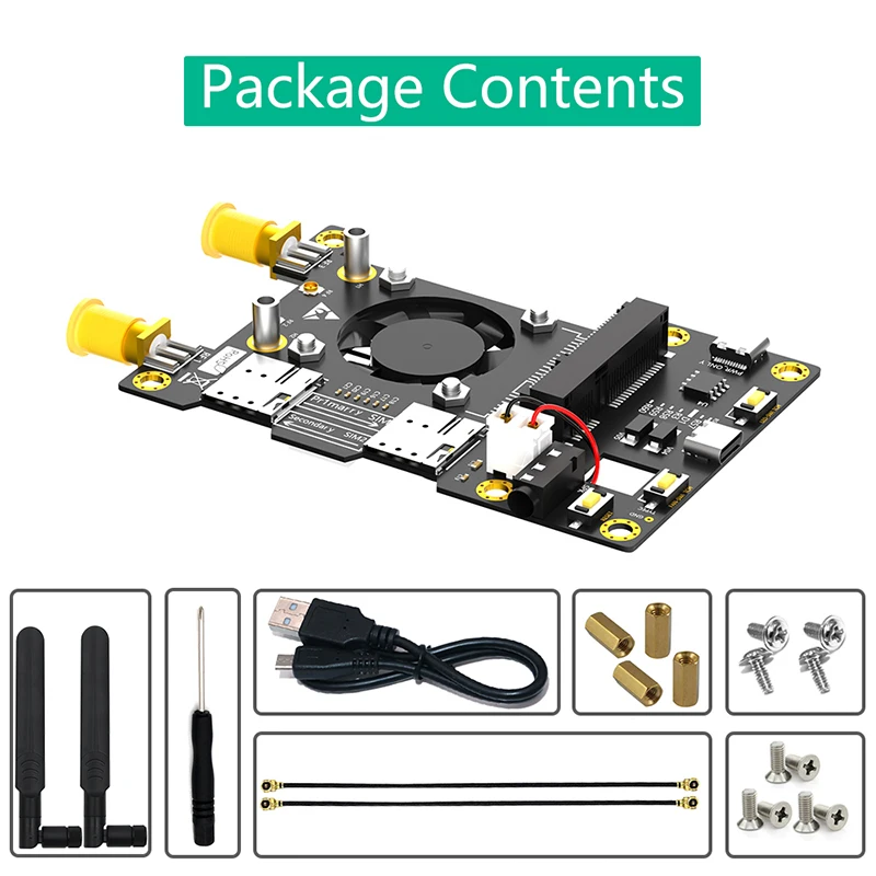 3G 4G LTE Base HAT for Raspberry Asus Tinker Board Samsung ARTIK Rock64 Media Latte Panda Cooler Fan Automatic Discoloration LED