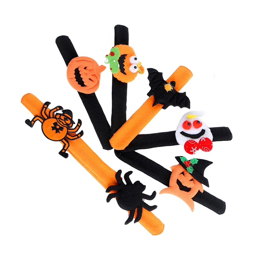 

12Pcs Slap Bracelets Halloween Spider Pumpkin Snap Wristbands Kids Costume Party Trick Or Treat Wristbands Decoration