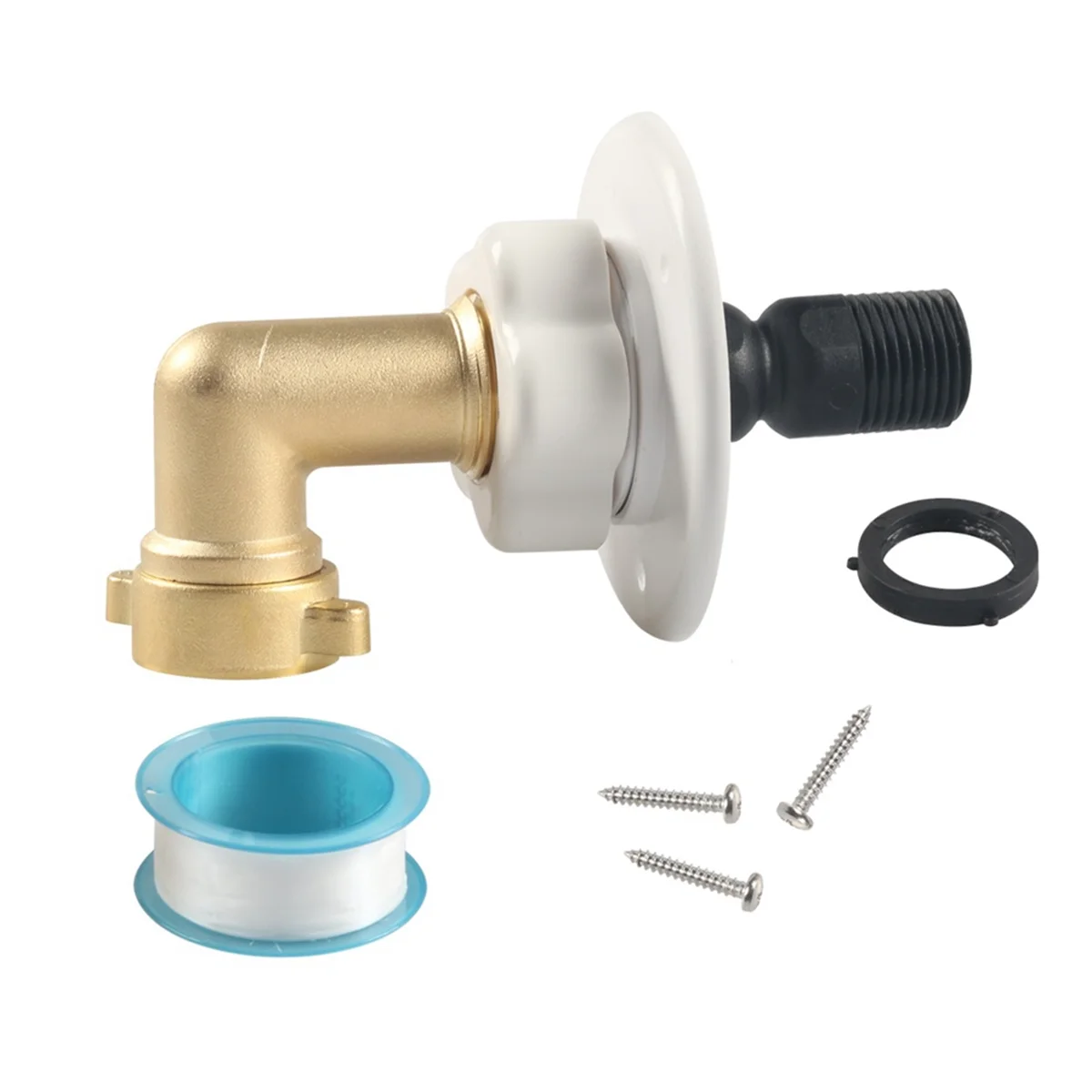 RV City Water Fill Inlet Flange Brass with Hose Elbow Check Valve Hookup Connector for Trailer Marine, 90 Degree