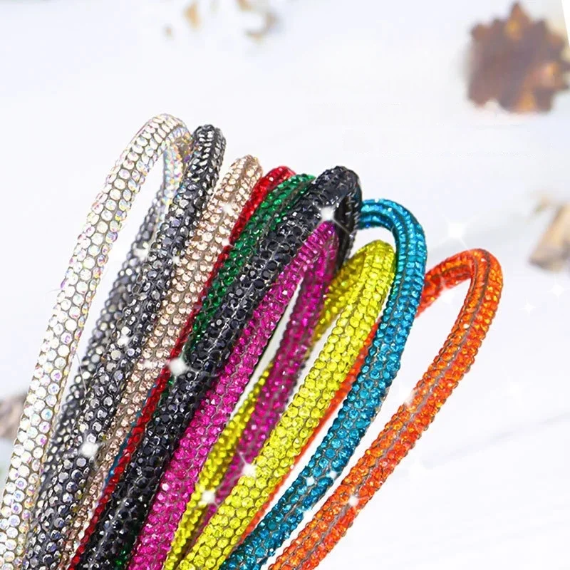 

10/20/40/50yard Bling Crystal Diamond Cord Trim Round Rhinestone Soft Rope for Shoelace Hoodie Trouser Drawstring DIY Decoration