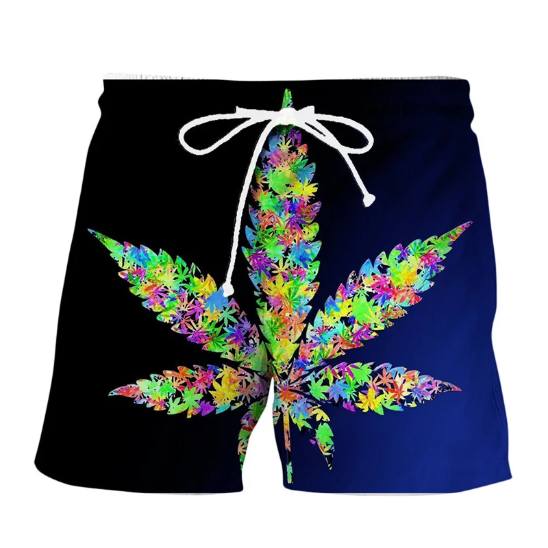 Maple Leaf Graphic Beach Shorts Pants Men 3D Printed y2k Surfing Board Shorts Summer Hawaii Swimsuit Swim Trunks Cool Ice Shorts