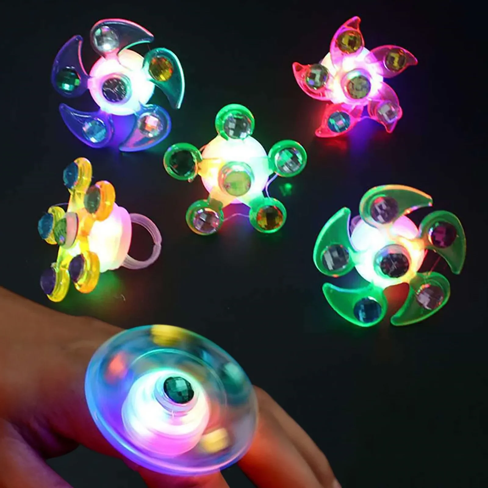 HOT SALE LED Glowing Hand Ring Glow In The Dark Party Supplies Kids Luminous Toys Carnival Party Glow Rings Can Be Rotated