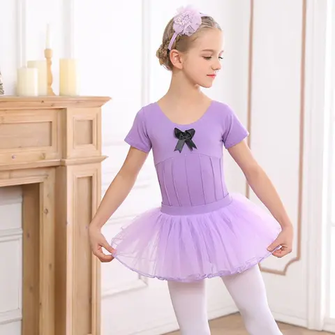 蝶ネクタイバレエレオタード女の子用ダンス衣装子供用バレエチュチュスカート衣装体操レオタードダンス練習ユニフォーム