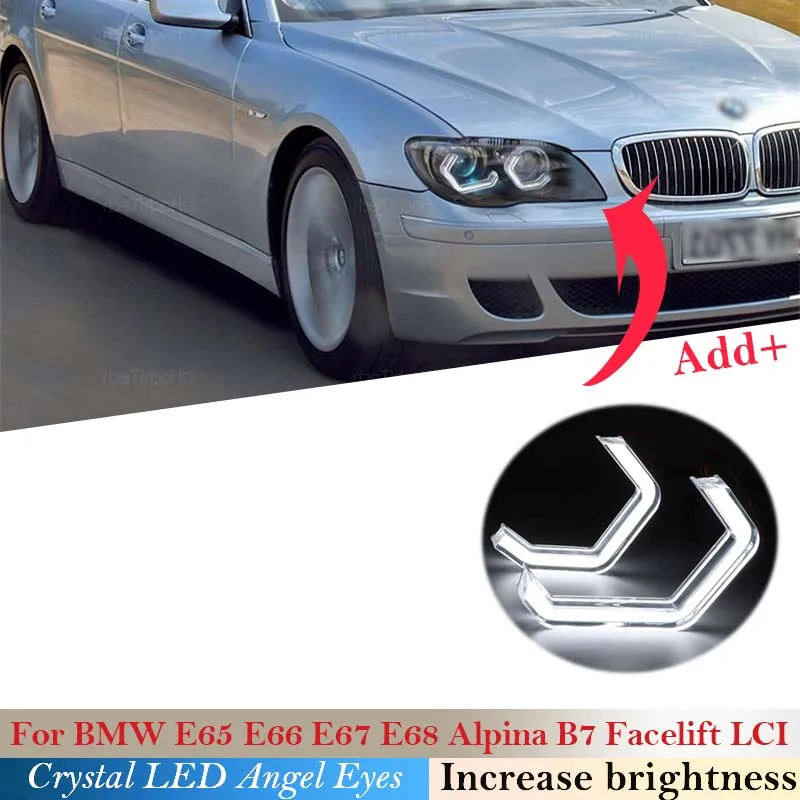 

For BMW E67 E68 E65 E66 Alpina B7 730i 735i Car Crystal Day light Ultra Bright Concept M4 Iconic Style LED Angel Eyes Halo Rings