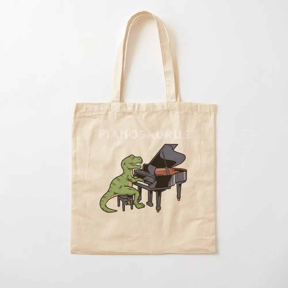 Grand Piano Gift Kids Pianist Gift Dinosaur Music Piano Tote Bag Reusable bags Big bag Canvas stote bag