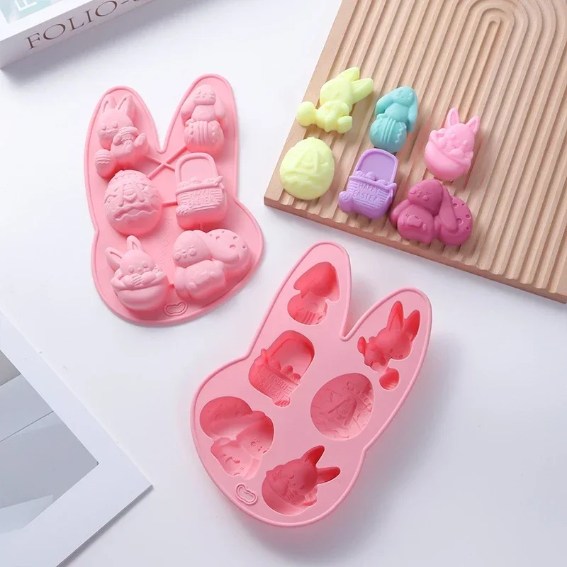 Easter Chocolate Candy Mold Bunny Egg Basket Silicone Mold Jelly Silicone Mold Jelly Ice Jelly Cake Decoration Silicone Products