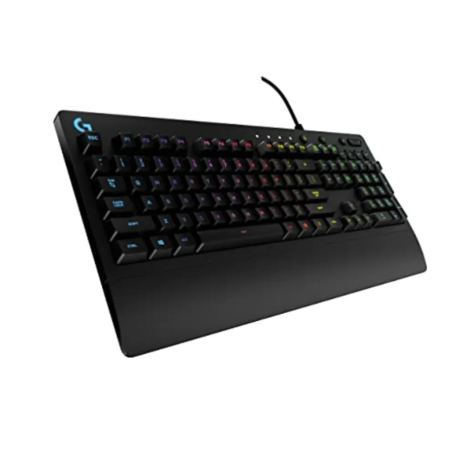 

213 Prodigy Gaming Keyboard - Wired RGB Backlit Keyboard with Mech-Dome Keys, Palm Rest, Adjustable Feet, Media Controls, USB,