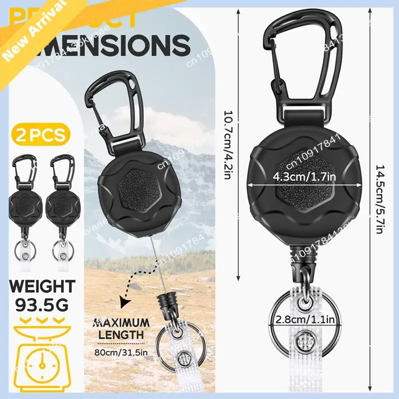 M01K Retractable Keychains Heavy Duty Badge Reel Retractable Id Badge Clip With Upgraded Mountaineering Buckle
