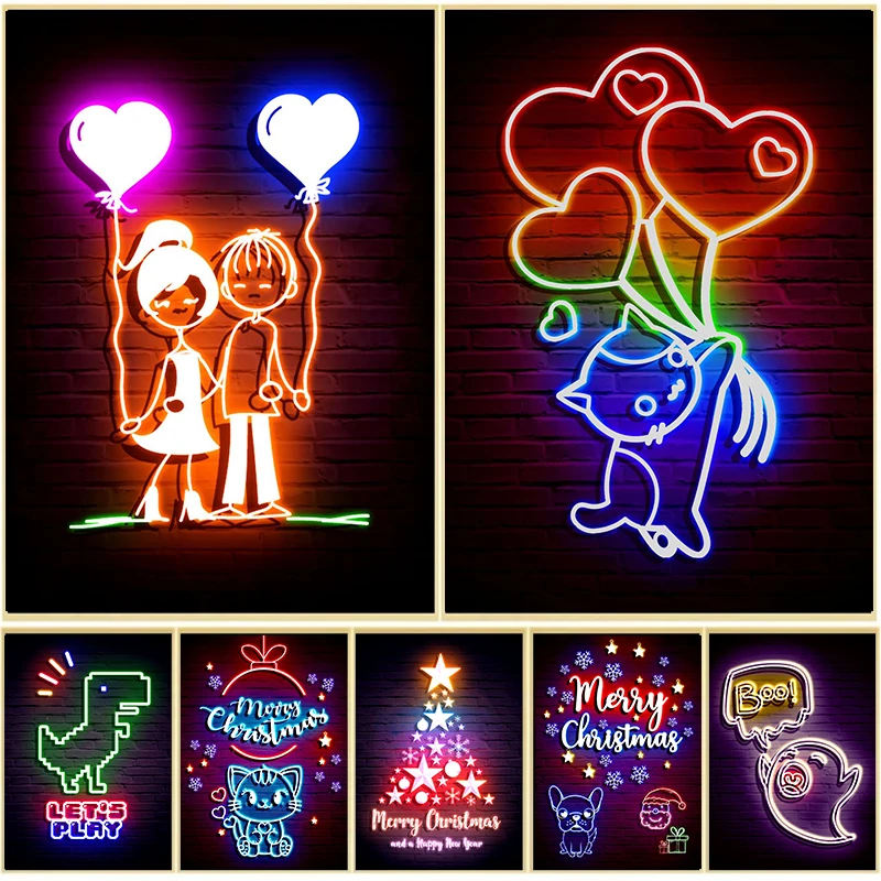 Resin Art Zone - Arte Neon Menino Menina Amor Balão