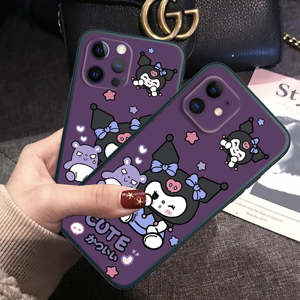 Miękkie etui Z77 cartoon Kuromi do telefonu z miękkiego silikonu do iPhone'a 15 14 Plus 13 12 11 X XS XR Pro Max Mini 8 7 Plus