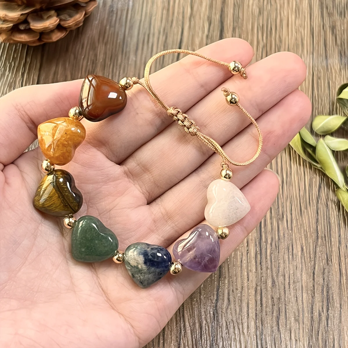 Bohemian Seven Chakra Bracelet, Including Amethyst, Tiger Eye Stone, Green Adventure Stone, Heart Chakra Jewelry, Choice for Love And Harmony, Valentine'S Day, Wedding, Anniversary, Mother'S Day Gift. for Daily And Special Occasions