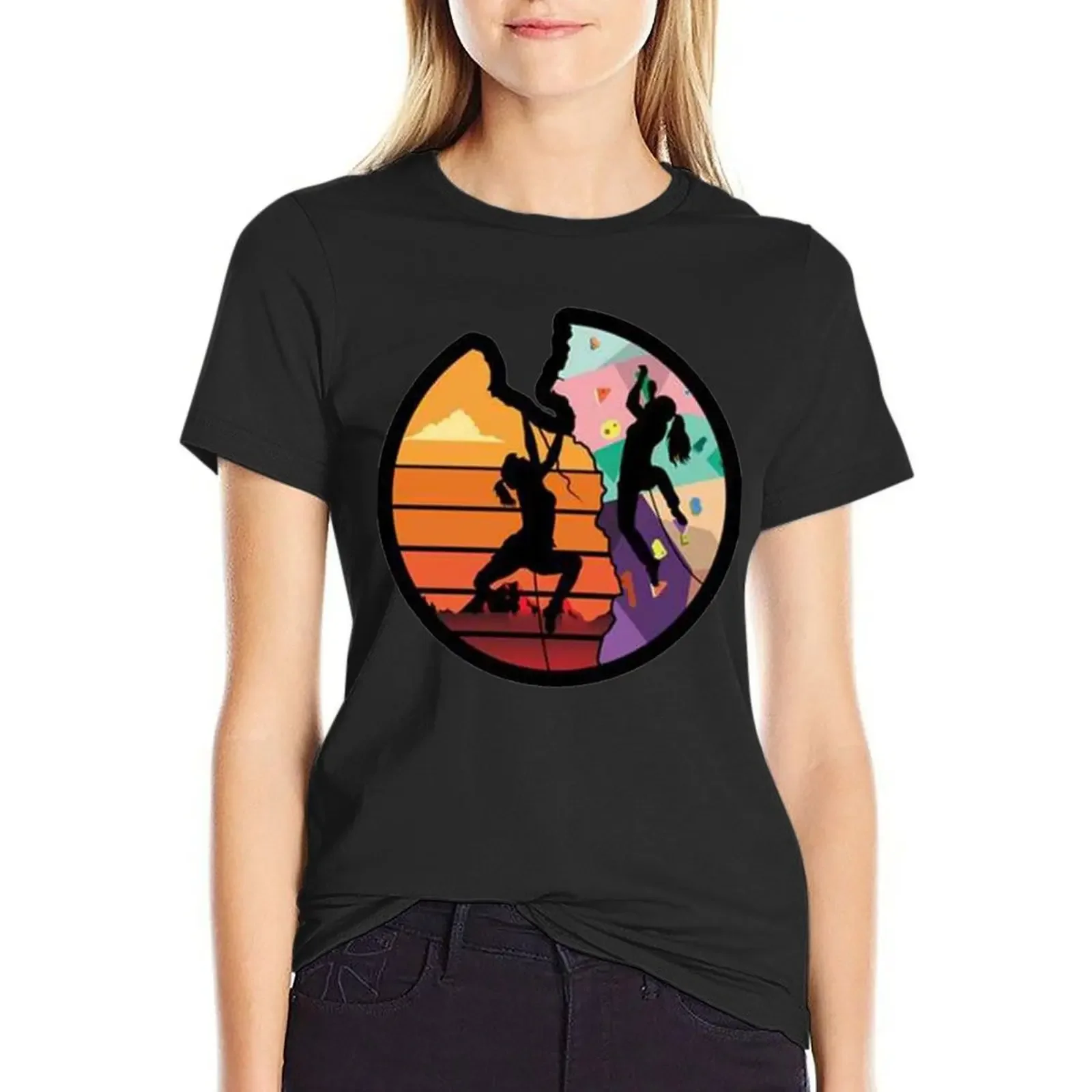 

Climb Like a Girl Rock Climbing Bouldering Colorful Perfect Christ T-Shirt summer clothes quick-drying blanks Women's t-shirt