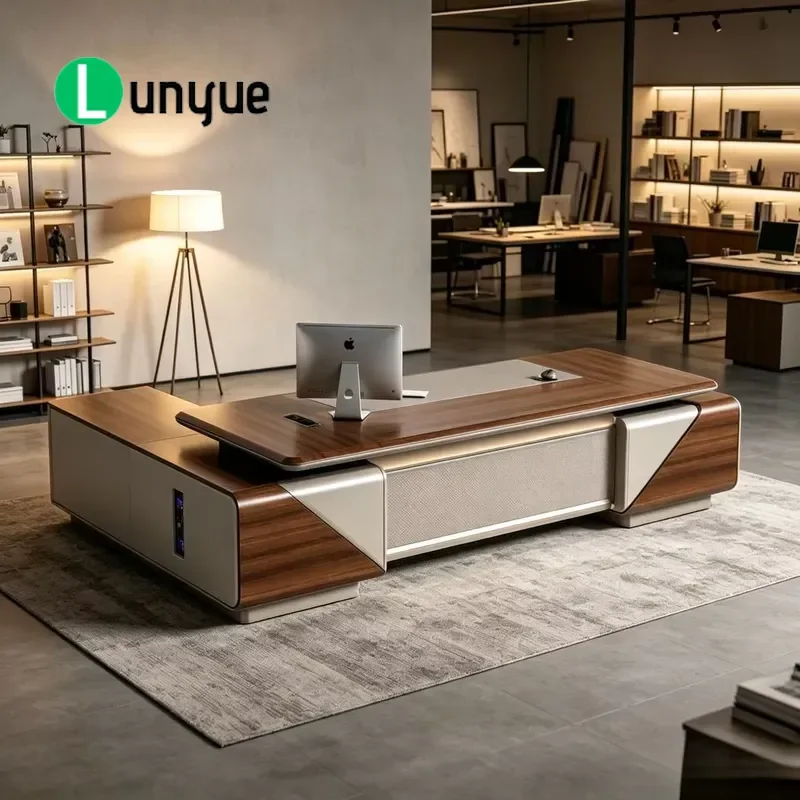 Modern L-Shaped Solid Wood Desk Set with Storage Durable Eco-Friendly Scalable Modular for Office Home Hotel Villa Furniture