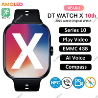 2025 DT Watch X Series 10th Smart Watch Men Women 4GB NFC ChatGPT Compass AMOLED Video Gesture 3D Vision Watch For Android l0S