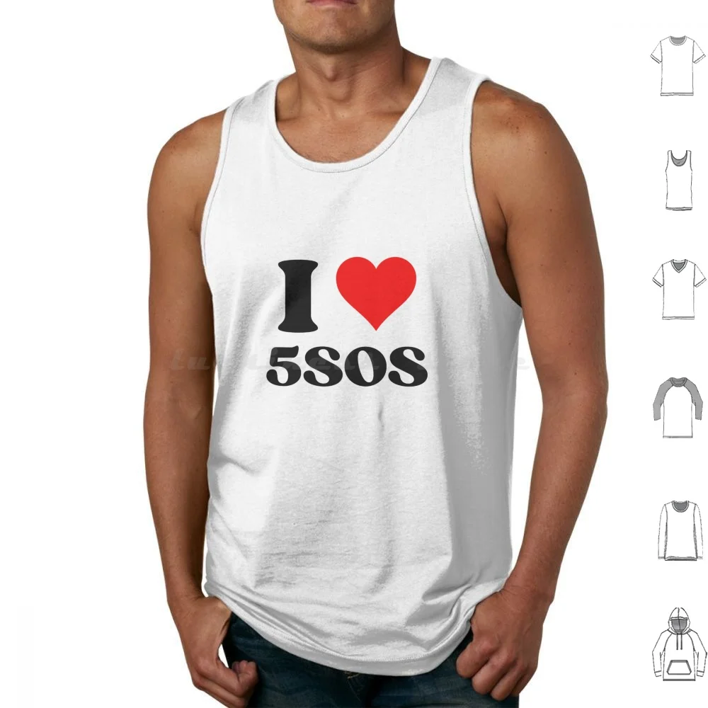 I Love 5Sos майки жилет без рукавов 5Sos красное сердце I Love люк Калум Майкл Эштон спокойный