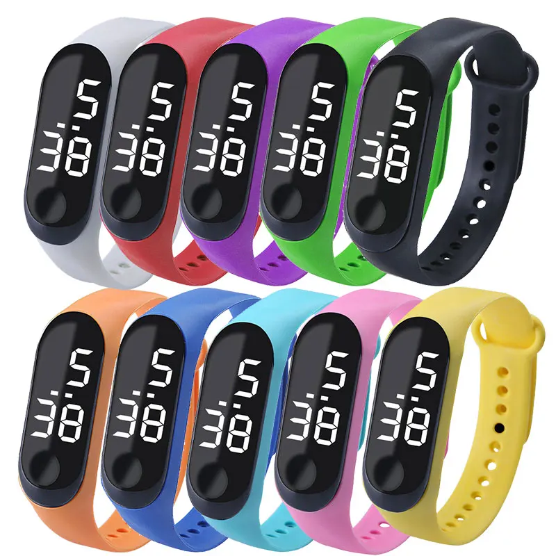 50pcs/lot Outdoor Sports Electronic Watches for Children Student Clock Luminous Waterproof LED Touch Kids Watch Boys Girls Gift