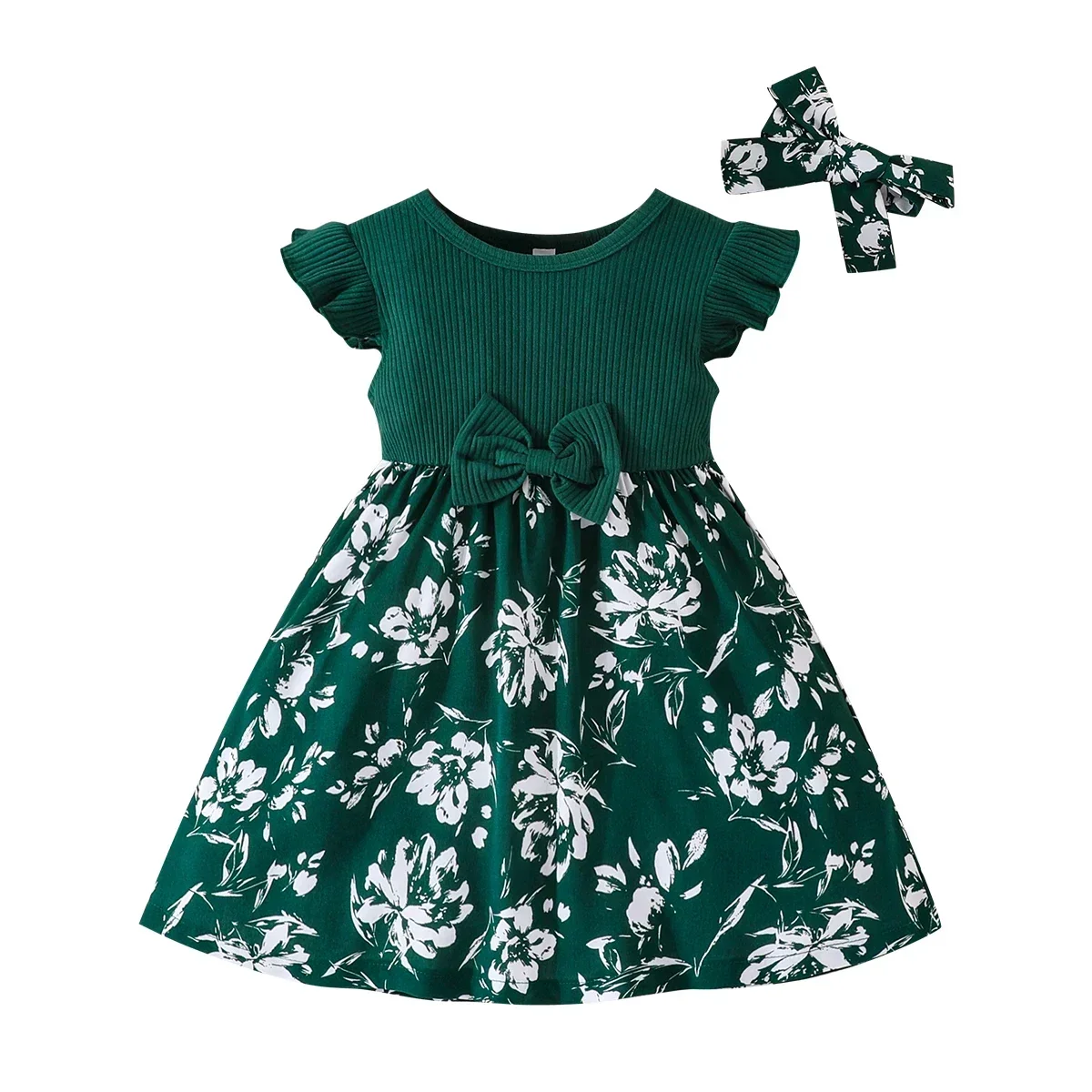 Newborn Baby Girl Dress Kids Korean Style Fashion Butterfly Sleeve Cute Floral Princess Formal Dresses