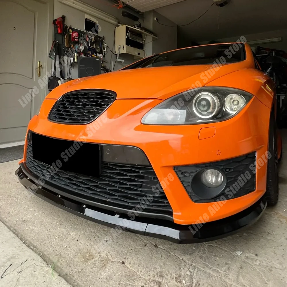 For Seat Leon MK2 Facelift Cupra R FR 2009 2010 2011 2012 High Quality ABS 3Pcs Front Bumper Lip Splitter Chin Guard Gloss Black