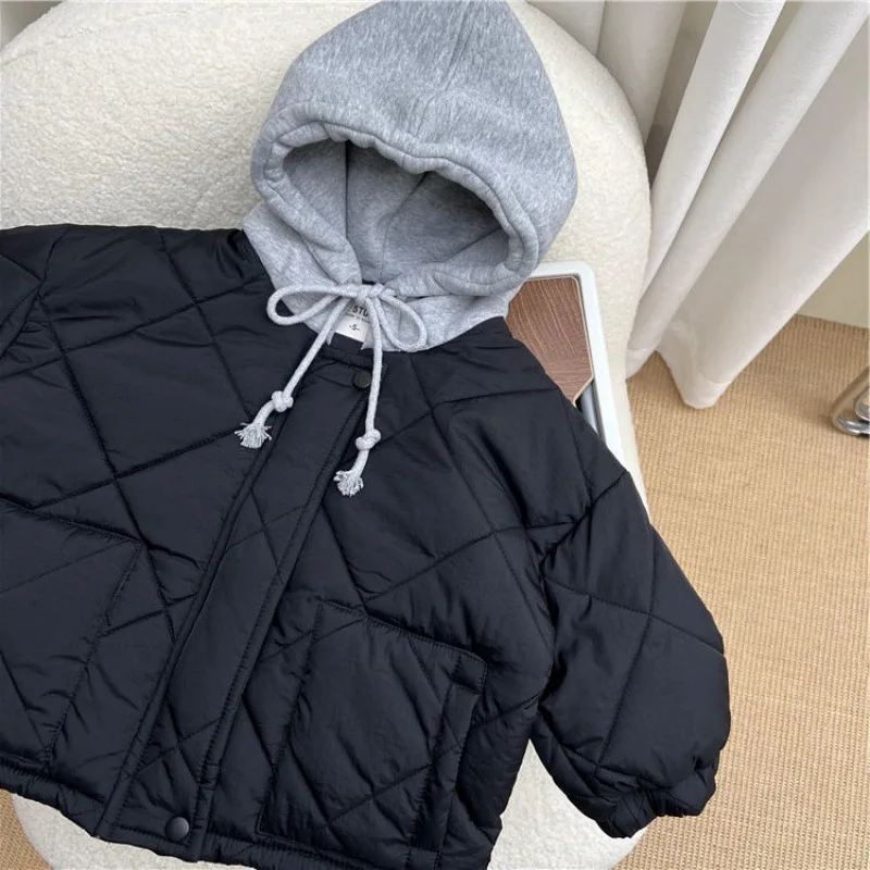 2024 new Winter Baby Boys Hooded Coats Cotton Padded Warm Jacket Kids Children Casual Comfortable Overcoats Clothes