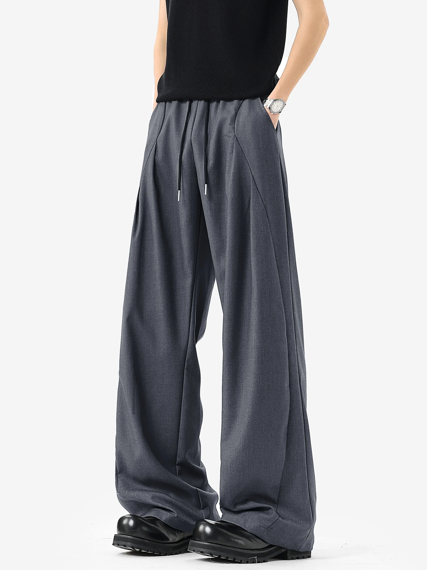 

Мужские повседневные брюки прямого кроя с деконструированным пэчворком, свободные спортивные длинные брюки в винтажном стиле, универсальные, широкие штанины