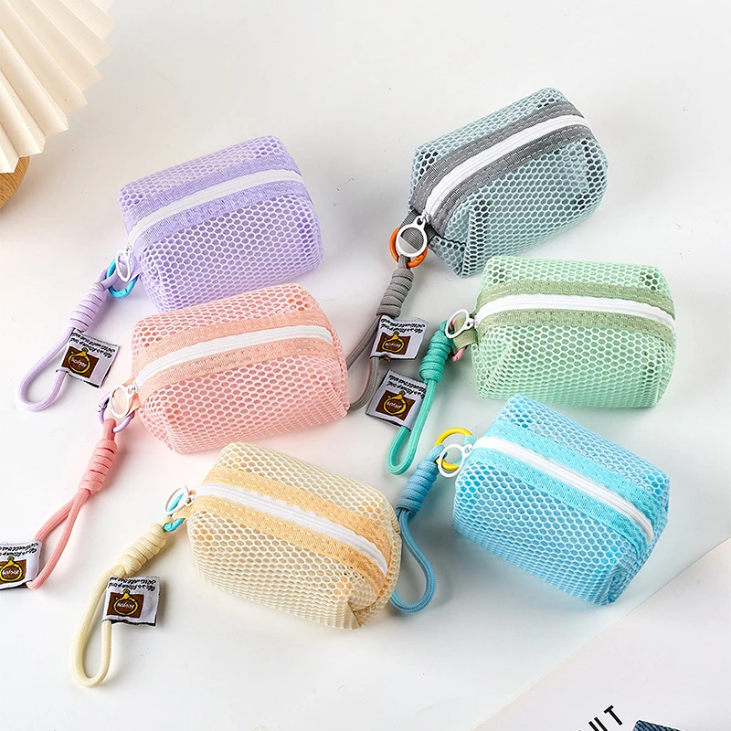 【Schön】Quadratische Kosmetiktasche aus Netzstoff, Mini-Geldbörse, tragbare quadratische Kosmetik-Aufbewahrungstasche mit Reißverschluss, Mehrzweck-Tasche für Kleinigkeiten