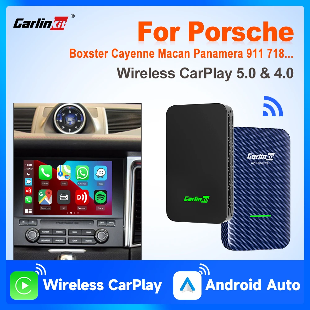 

CarlinKit 5.0&4.0 Wireless Android Auto CarPlay Adapter Auto-Connect For Porsche Panamera 718 Macan Cayenne 911 Taycan 2017-2023