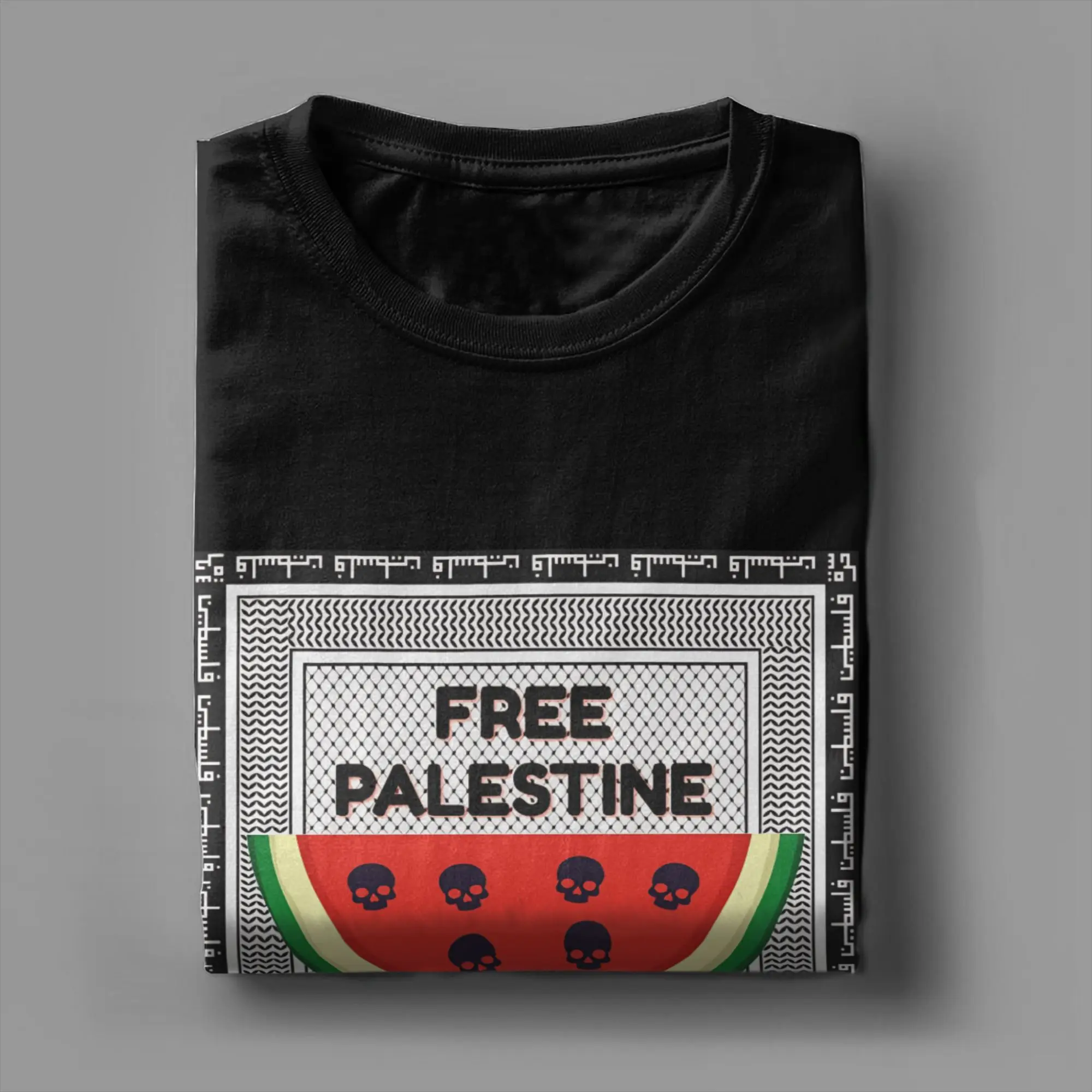 فلسطين كوفية تي شيرت الرجال القطن عادية تي شيرت الياقة المستديرة تي شيرت ملابس قصيرة الأكمام حجم كبير